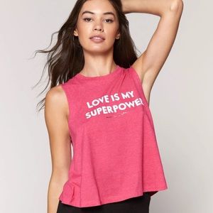 SPIRITUAL GANGSTER Love Is My Superpower Crop Tank- SMALL